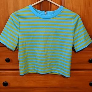 Michael Kors bright striped crop top tee